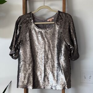 Skies Are Blue Metallic Sequin Blouse